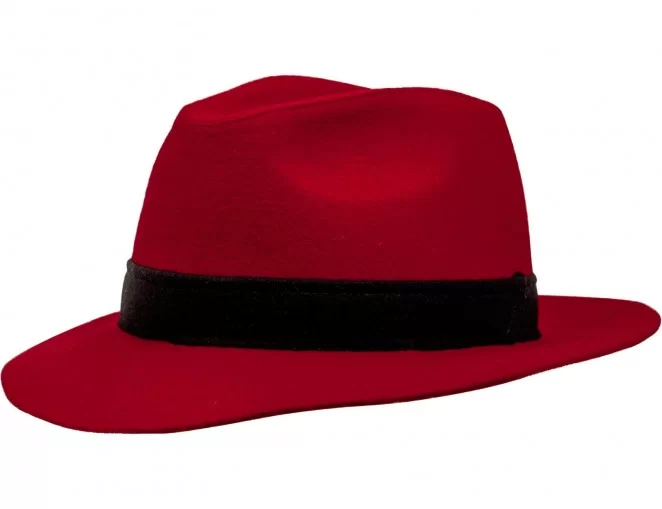 Sombrero fedora ala grande rojo de lana sombrero de invierno mujer y hombre sombrero apenas rojo