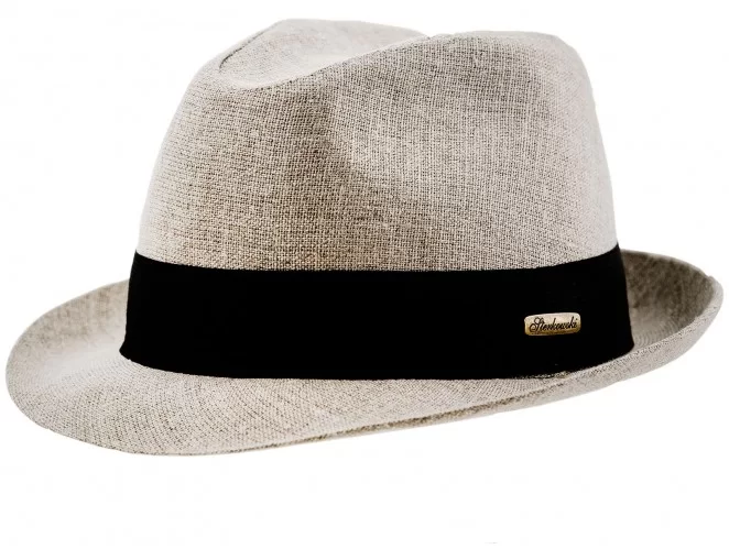 Sombrero para sol de verano trilby de ala estrecha cosido de lino fresco transpirable sombrero para vacaciones la sombrerería