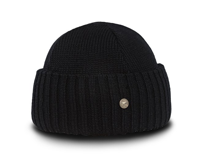 Gorro beanie tejido con borde vuelto de lana merina extrafina punto fino talla universal de hombre y mujer