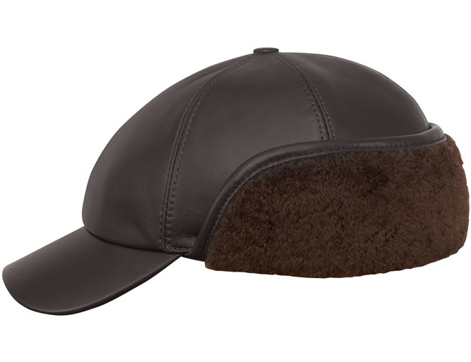 Gorra de jinete beisbolera de invierno con solapa de cuero genuino gorra chanchomon marrón