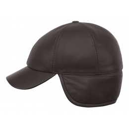 Gorra de jinete beisbolera de invierno con solapa de cuero genuino gorra chanchomon marrón 2