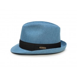 Sombrero para sol de verano trilby de ala estrecha cosido de jean fresco transpirable sombrero para vacaciones la sombrerería