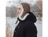 Gorro de piloto aviador ushanka ruso de esquí de zalea de oveja piel genuina con orejeras solapas casco aviador