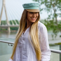 Gorro de marinero con visera gorra veraniega para vacaciones de lino y cuero 2