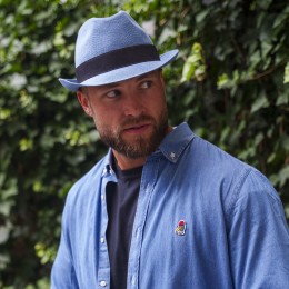 Sombrero para sol de verano trilby de ala estrecha cosido de jean fresco transpirable sombrero para vacaciones la sombrerería 2