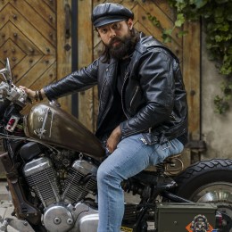 Gorra tipo boina de cuero legítimo gorro con visera para hombre 2