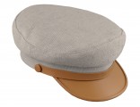 Gorra de conductor vintage retro de verano de lino y cuero natural