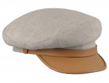 Gorra de conductor vintage retro de verano de lino y cuero natural