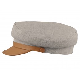 Gorra de conductor vintage retro de verano de lino y cuero natural