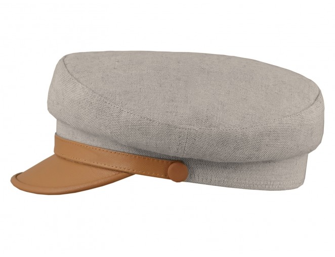 Gorra de conductor vintage retro de verano de lino y cuero natural