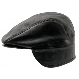 Gorra clásica invernal de zalea de oveja cuero legítimo con solapa plegable 2